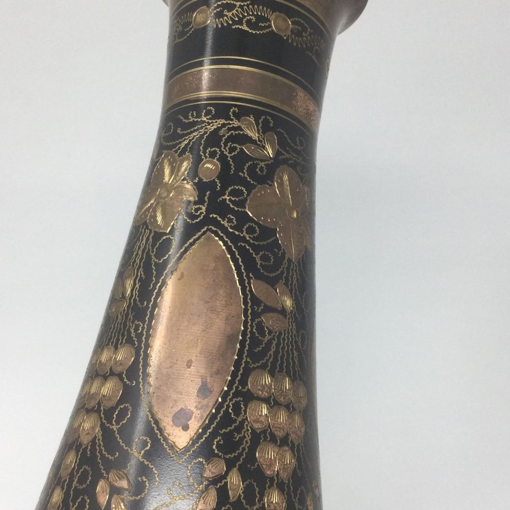 Copper Decorative Vase Vintage Hand Etched India - Picture 6 of 16